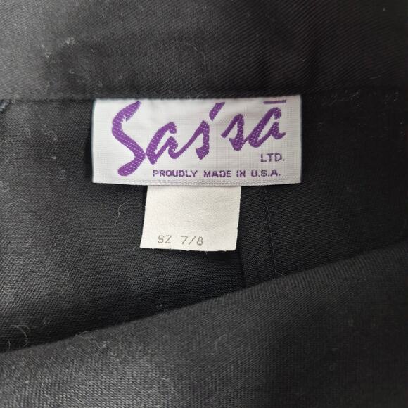 Sassa USA Black Fringe Studded Western Flare Vintage Skirt 7 / 8 26 Waist - Picture 3 of 6